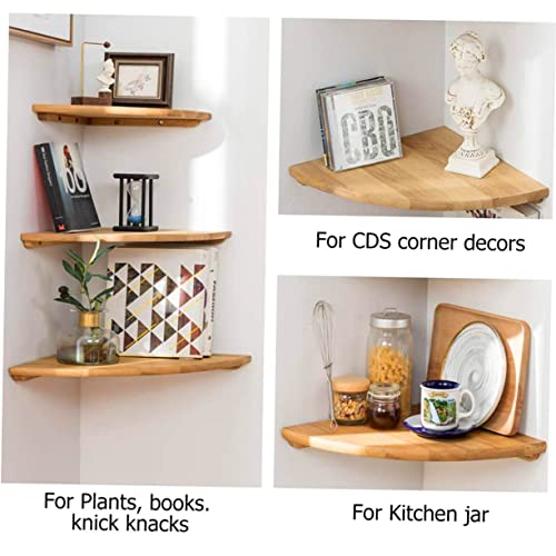Gatuida Wandregal Eckregal aus Gummibaumholz Radius Dekoratives Hängendes Holzregal für Bad Wohnzimmer Stabiles Schwebendes Regal zur Platzsparenden Eckaufbewahrung von Gatuida
