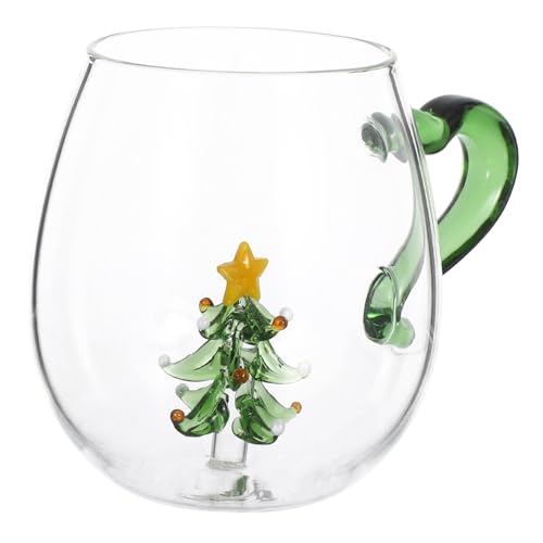 Gatuida Weihnachtlicher Glasbecher mit Weihnachtsbaum Figur Vielseitiger Weihnachtsbecher für Heiße und Kalte Getränke Stilvolles Glas mit Festlichem Design als für Familie und Freunde von Gatuida