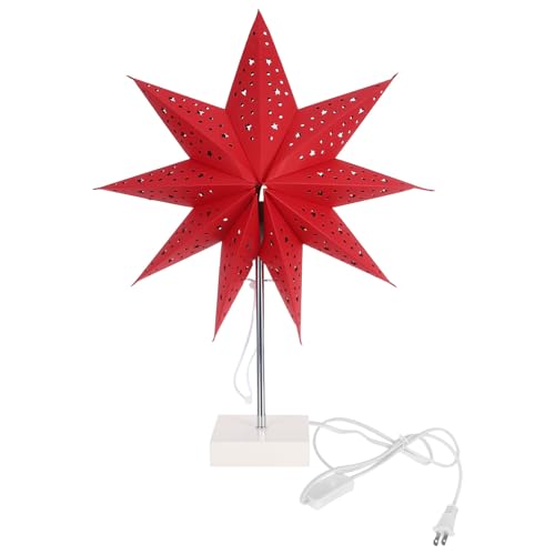 Gatuida Weihnachtsstern-Papierlaternenlampe – zusammenklappbare Papierstern-Tischleuchte mit Glühbirne, Nachttisch, moderne Stehlampe für Schlafzimmer, Nachttischkommode von Gatuida
