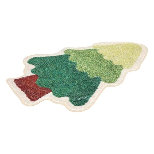 Gatuida Weihnachtsteppich Baumform rutschfest Flauschig Plüsch Weihnachtsdekoration Wohnzimmer Schlafzimmer Türmatte Kinderzimmer Fußmatte von Gatuida