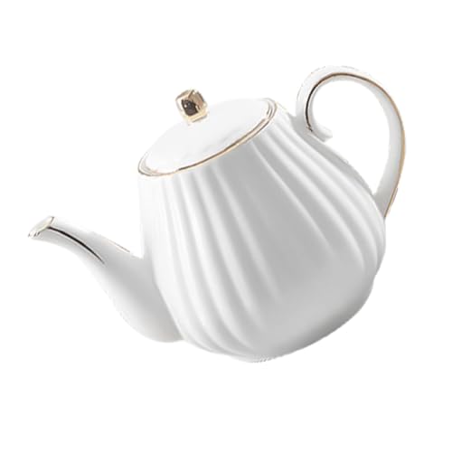 Gatuida Weiße Keramik Kanne mit Goldrand Eleganter Porzellan Tee Dispenser Großer Kaffeekrug Hochwertiger Tee und Kaffeebereiter für Teepartys und Zuhause von Gatuida