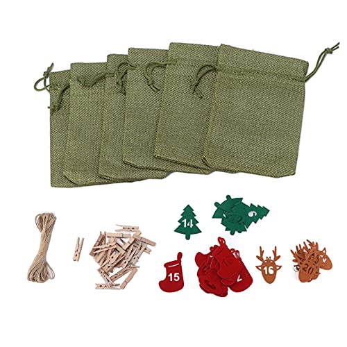 Weihnachtskalender-Tasche, Festival-Dekoration hängende Weihnachts-Adventskalender-Tasche für Zuhause für Weihnachtsbaum für Shop(Grün) von Gatuxe