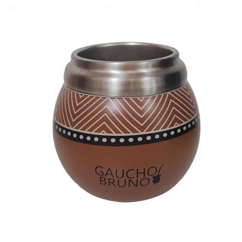 Gaucho Bruno – Thermo-Mate aus Edelstahl zum Yerba Mate | Leicht zu reinigen | Angenehm zu halten | Hält die Getränketemperatur aufrecht | Design das wie ein natürlicher Kürbis aussieht von Gaucho Bruno