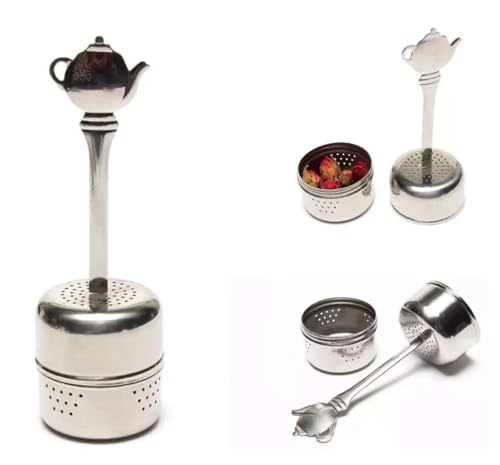 Gaucho Cebar Teesieb für losen Tee ● Teesieb aus 304 Edelstahl ● Wiederverwendbares Teesieb ● Sieb für die meisten Tassen ● Tee- und Kräuterfilter in Form einer Teekanne von Gaucho Cebar
