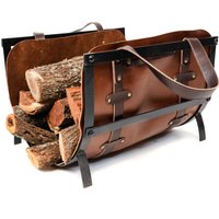 Holzscheithalter Aus Vollnarbenleder Mit Eisenstütze von Gaucholife