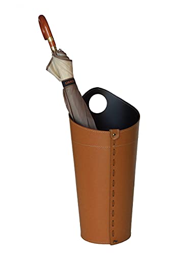 Gavemo PLUVIA: Schirmständer aus regeneriertes Leder, Farbe Braun, Regenschirmständer mit Wasserauffangschale, Hergestellt in Italy by Limac Design von Gavemo