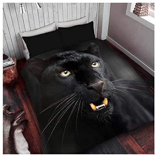 Gaveno Cavailia - Löwe-Bettwäsche-Set mit Bettbezug und Kissenbezug, 3D-Wildtiere, aus Polyester, Mehrfarbig, für Einzelbett, Schwarz, Einzelbett von Gaveno Cavailia