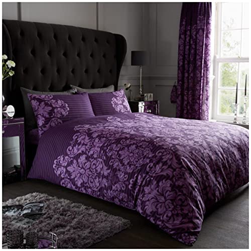 GC GAVENO CAVAILIA Luxuriöses Empire-Bettwäsche-Set, Damast, mit Bettbezug und Kissenbezügen, Polyester-Baumwolle, Lila, Doppelbett (200 x 200cm) von GC GAVENO CAVAILIA