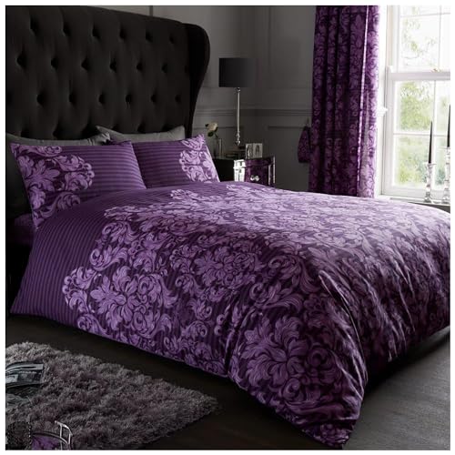 GC GAVENO CAVAILIA Luxuriöses Empire-Bettwäsche-Set, Damast, mit Bettbezug und Kissenbezügen, Polyester-Baumwolle, Lila, Kingsize-Bett (230 x 220cm) von GC GAVENO CAVAILIA