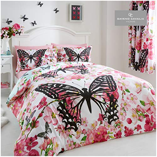 Gaveno Cavailia Poly modern bedruckter Floral Butterfly Set mit Bettbezug und Kissen Fall, Multi, King Size von Gaveno Cavailia