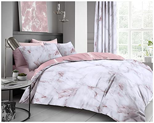 GC GAVENO CAVAILIA Wende-Bettwäsche-Set, Premium-Qualität, Marmor, weich und gemütlich, strukturiert, bedruckter Bettbezug, Polyester-Baumwoll-Bettwäsche, Kingsize-Bett, Blush Pink von GC GAVENO CAVAILIA