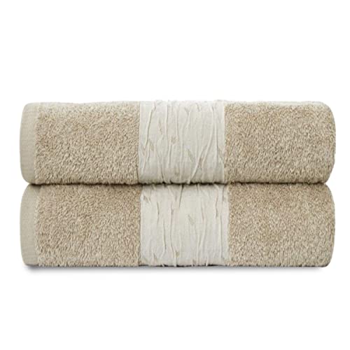 GC GAVENO CAVAILIA Superweiches Handtuch-Set, 600 g/m², 100% ägyptische Baumwolle, wasserabsorbierend, Badetücher, natürlich, 90 x 140 cm von GC GAVENO CAVAILIA