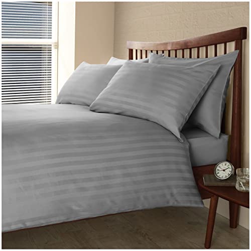 GAVENO CAVAILIA TC Stripe Duvet Bettbezug, 100% ägyptische Baumwolle, Fadenzahl 200, gestreift, luxuriöses Wendebettwäsche-Set mit Kissenbezügen, anthrazit, Super King von GC GAVENO CAVAILIA