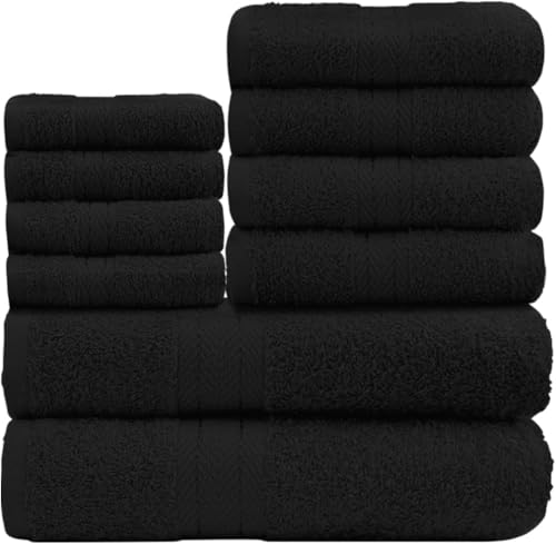 GC GAVENO CAVAILIA Gaveno Cavalia Toronto Handtuch-Set aus Baumwolle, mit 4 Gesichtern, 4 Händen und 2 Badewannen, Schwarz, 10 Stück, 28 x 23 x 20 cm von GC GAVENO CAVAILIA
