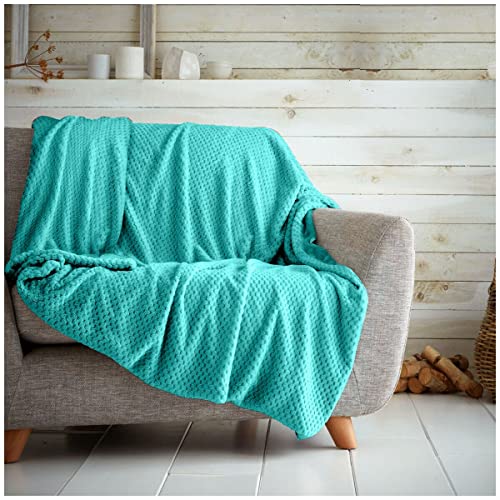 GC GAVENO CAVAILIA Gaveno Cavailia Super weiche Kuscheldecke aus Fleece Popcorn Überwurf Aqua King 200x240 cm, Polyester, 200X240 von GC GAVENO CAVAILIA