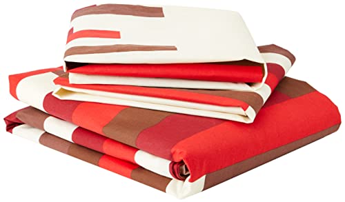 GC GAVENO CAVAILIA Printed Double Bed Duvet Quilt Cover Bedding Set + Pillowcase Blocks Cream Red by (200 x 200cm) von GC GAVENO CAVAILIA