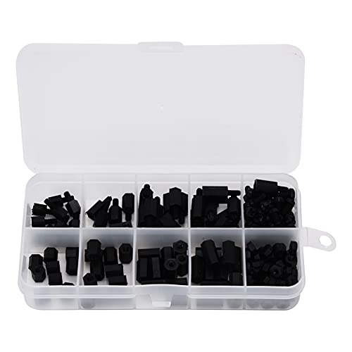 180pcs schwarzer Nylon M3 Hex -Schraubmutter Kit Isoliert Wärme für Maschinen und Elektronik von Gavigain