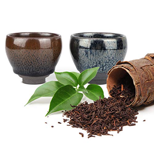 2 Stück Keramik Tee tassen, chinesische japanische traditionelle Mini-Keramik Kung Fu Tee Espressos Tassen Set für Heim-Outdoor-Büro von Gavigain