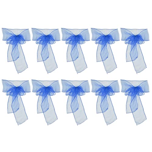 Gavigain 10 Stück Schärpen für Stuhlhussen, Stuhlschleifen, Raffhalter, dekorative Organza-Stuhlschärpen, Schleifen, Chiffon-Stuhlschärpen für Bankett, Abschlussfeier, Party (Blue) von Gavigain