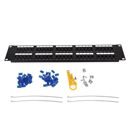 Gavigain 50 Ports Netzwerk-Patch-Panel, RJ45 Patch-Panel Cat6 Feed Through, Coupler Netzwerk-Patch-Panel, Inline Keystone Ethernet Patch-Panel mit Back Bar für 19in Standard Kabinett von Gavigain