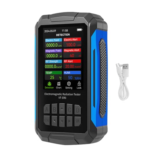 Gavigain EMF Detector Electromagnetic Field Radiation Detector, Temperature & Humidity, for Cell Towers, Smart Meters, for Home, Office, Industrial Use (Black) von Gavigain