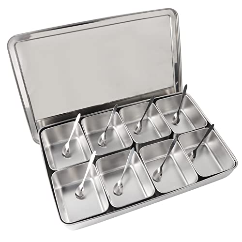 Gavigain Gewürz Glas Gewürz Box, Gewürz Glas mit 8 Fächern, Gewürz Box Aufbewahrung behälter für Gewürze, Snacks, Mehl, Trocken Waren von Gavigain