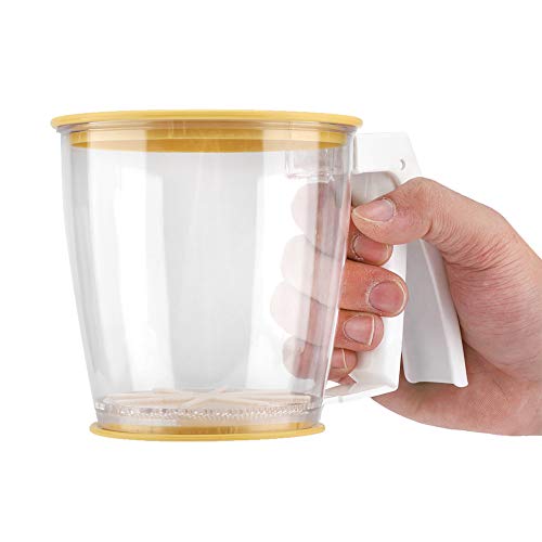 Gavigain Mehlsieb,Mechanisches Handsieb,Einhandmehlsieb,Pulversieb für die Küche mit Deckel und Bodenabdeckung,Mechanisches Feinsieb für Backwaren von Gavigain