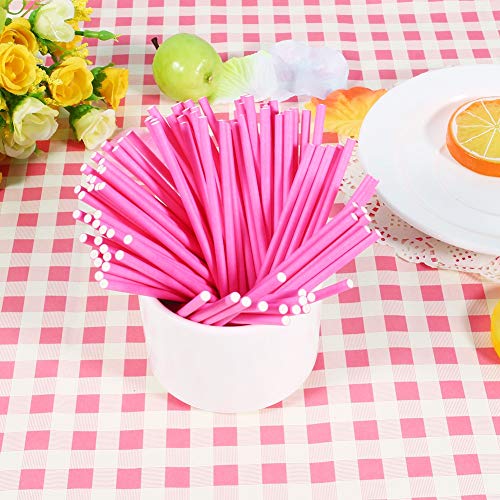 Gavigain Stäbchen, Cake-Pop-Leckerli-Beutel-Set, Bestehend aus 100 Stück Pakettüten, 100 Stück Papierartigen Leckerli-Stäbchen, Cake-Pop-Stäbchen Und Verpackungsset Für Cake-Pops(Rosa) von Gavigain