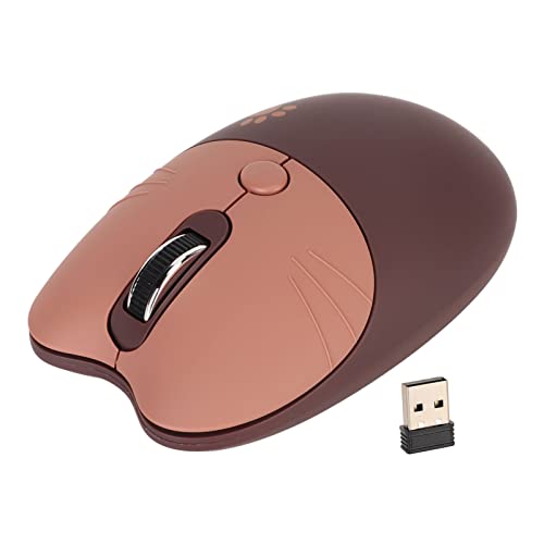 Gavigain Stille Süße Maus, 2,4 G Kabellose Maus, Kabellose Süße Maus, USB-Empfänger, Süße Tragbare 3-DPI-Maus, Süße Katzen-Funkmaus Für M3-Laptops(Kaffee) von Gavigain