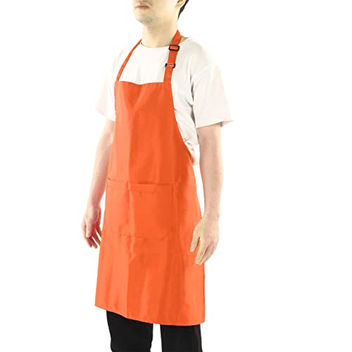 Gavigain wasserdichte Kochschürze, verstellbarer Nackengurt, weiche, atmungsaktive Küchen-Latzschürze mit Tasche zum Grillen und Backen (Orange) von Gavigain