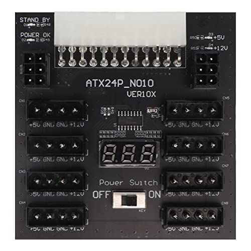 Gavigain Miner Power Board,ATX PSU Power Board,ATX PSU Power Board 5V 12V Output 24Pin to 8X 4Pin Plus 2X Voltage Indicator ATX Server Power Board for Mining von Gavigain
