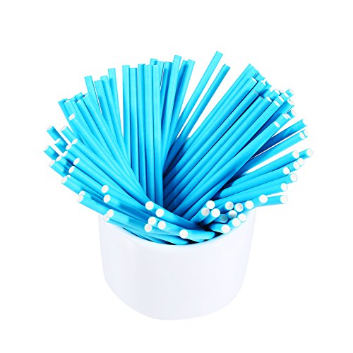 cake pop stiele blau 4mm Stäbchen Cake-Pop-Leckerli-Beutel-Set Bestehend aus 100 Stück Pakettüten 100 Stück Papierartigen Leckerli-Stäbchen Cake-Pop-Stäbchen Und Verpackungsset Für Cake-Pops(Blau) von Gavigain