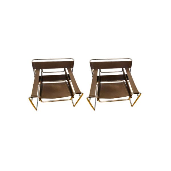 2er-Set Wassily Sessel aus braunem Leder, Gavina von Gavina