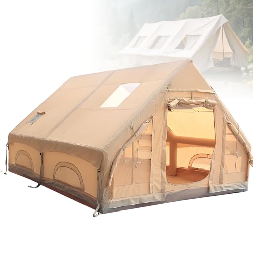 Aufblasbares Campingzelt 4 Jahreszeiten für 2-8 Personen, wasserdicht 3000mm & windfest, 420D Oxford, 6 Mesh Fenster, Luftpumpe inklusive, Schnellaufbau, ideal für Camping und Glamping,6.3m von Gavscient