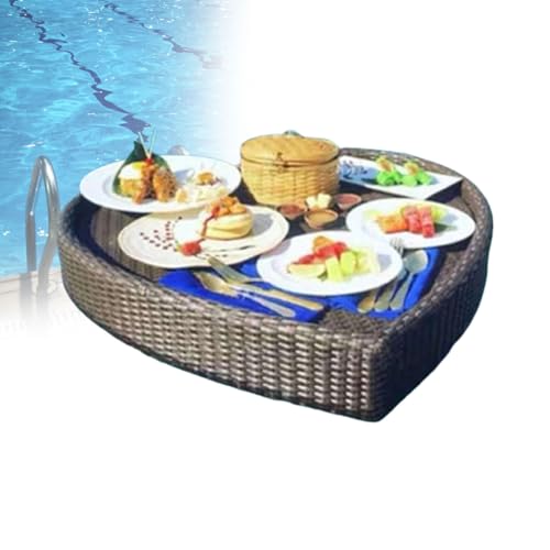 Schwimmtablett FüR Den Pool, GeträNkehalter Auf Der WasseroberfläChe, Multifunktionales FrüHstüCkstablett, Obstteller FüR Wasserspiele,A：80 * 20-Brown von Gavscient