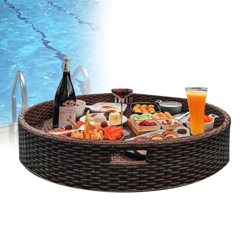 Schwimmtablett FüR Den Pool, GeträNkehalter Auf Der WasseroberfläChe, Multifunktionales FrüHstüCkstablett, Obstteller FüR Wasserspiele,B：80 * 20-Brown von Gavscient