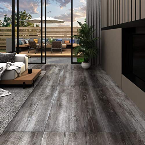 Gawany PVC Laminat Dielen Selbstklebend rutschfest Wasserfest Vinylboden Bodenbelag Designboden Vinyl Boden Dielen Planken 5,02 m² 2 mm Gestreift Holz von Gawany