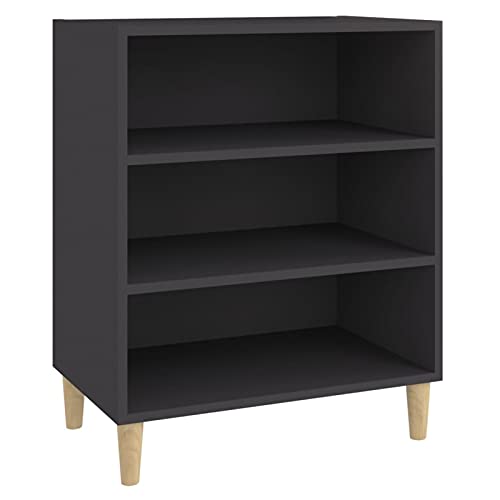 Gawany Sideboard mit 3 Regalböden Bücherregal Standregal Beistellschrank Regal Bücherschrank Schrank Kommode Anrichte Grau 57x35x70cm Spanplatte von Gawany