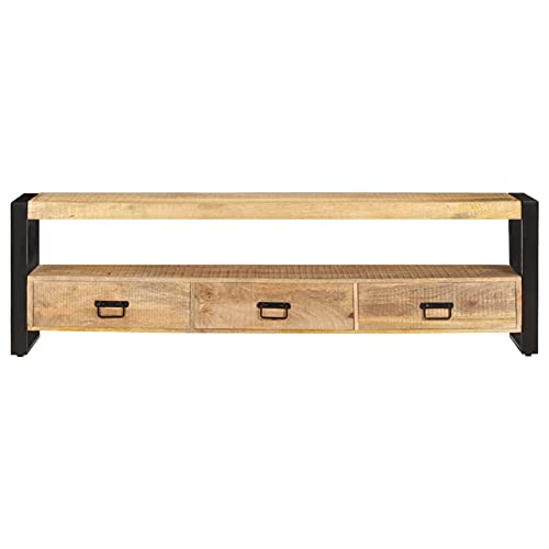 Gawany TV-Schrank mit 3 Schubladen & 1 Fach Lowboard Holzschrank Bücherschrank Aufbewahrungschrank Fernsehtisch Lowboard TV Board Fernsehschrank 150 x 30 x 45 cm Massivholz Mango von Gawany