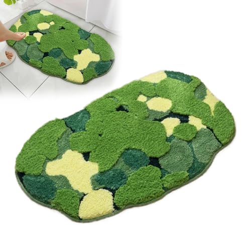 Gaxcent 31.5''x 19.7'' Moos-Teppich Rutschfester 3D Moos Teppich für Badezimmer Weiche Badematte Absorbent Badezimmerteppich, Moos-Badteppich für Badezimmer, Schlafzimmer,Grün von Gaxcent
