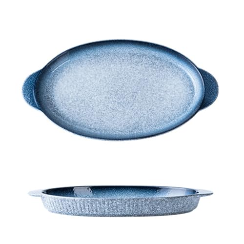 Gaxcent Fischteller Keramik Oval Servierteller Servierplatte Porzellan Wurstteller Fisch Teller Fischform Ovale Tablett Servierschale,E von Gaxcent