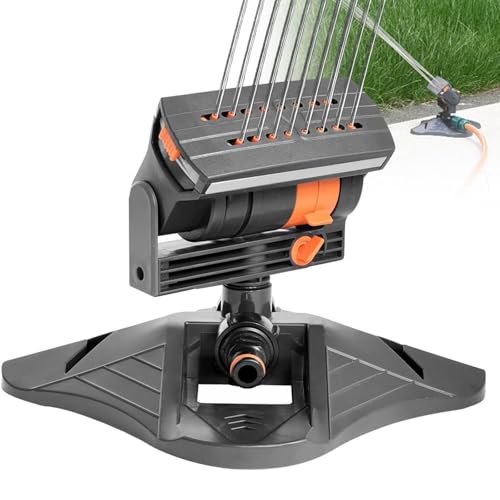 Gaxcent Mini Turbo Oszillierender Rasensprenger 16 Düsen,4 Modi Automatisches Schwingen Viereckregner zur Bewässerung,mit Schnellanschluss und Großer Basis,Sprinkler für Rasen und Flächen,Schwarz von Gaxcent