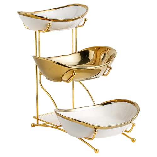 Gaxcent Obstschale, 3 Etagen Keramik Obstkorb, Obst Etagere 3 Stöckig Mit Metallgestell, Porzellan Küchenschalen Für Obst Gemüse Snack Nüsse Dessert Kuchen Tablett Für Party Hochzeit,Gold Gaxcent Obstschale, 3 Etagen Keramik Obstkorb, Obst Etagere 3 Stöckig Mit Metallgestell, Porzellan Küchenschalen Für Obst Gemüse Snack Nüsse Dessert Kuchen Tablett Für Party Hochzeit,Gold von Gaxcent