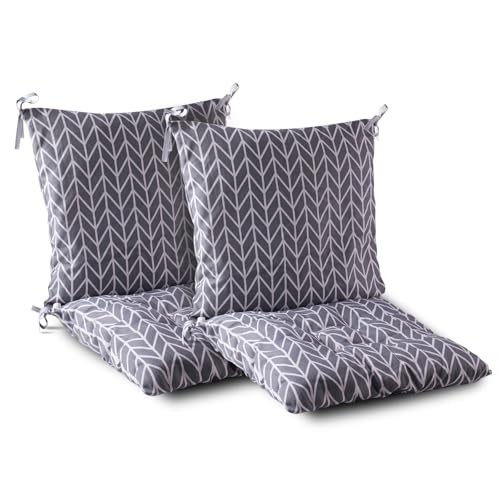 Gaxcent Set von 2 Stuhlkissen mit Rückenteil Sitz, Rückenkissen mit Bänder, Niedriglehner Auflage Polsterauflage Gartenstuhl (40X80cm),Grau,Grau von Gaxcent