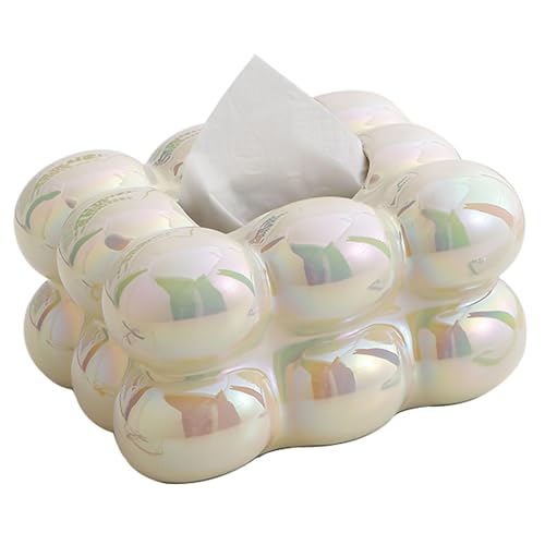 Gaxcent Zuckerwatte Tissue Box,Galvanisierter Keramik Kosmetiktücher Box, Dekorativer Taschentuchspender für Badezimmer Kommode und Tisch Esszimmer Schlafzimmer Auto Büro,G von Gaxcent