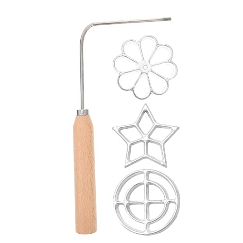 Rosettenwaffel Form Rosenküchleform mit Holzgriff: 4 Stücke Waffeleisen Waffelbäckerei Ausstechformen Rosetteneisen Tauchform Teigform Backform für Rosette Waffeln Kekse,Silber von Gaxcent