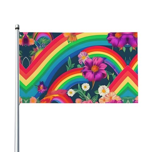 90 x 150 cm große Regenbogen-Blumen, einzigartige Festivalflaggen, lustige Flaggen, perfekt für den Außenbereich für widerstandsfähige Verwendung im Freien von GaxfjRu