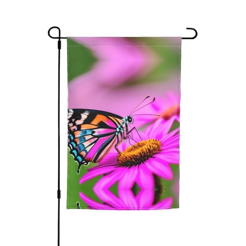 Blumen mit Schmetterling, exquisite Gartenflaggen für draußen – lebendige Frühlingsgartenflagge, Willkommensflagge, kleine Gartenflaggen von GaxfjRu