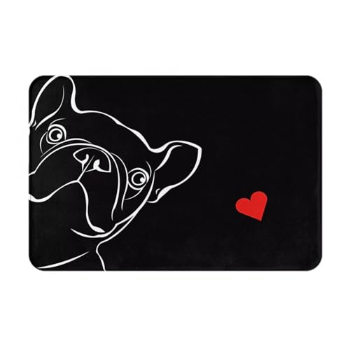 GaxfjRu Fußmatte Französische Bulldogge für den Innenbereich, perfekt für Küche, Wohnzimmer und Eingangsbereich, große Fußmatte für den Innenbereich, Waschlappenstoff für den Innenbereich von GaxfjRu