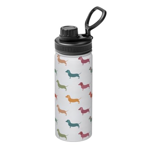 GaxfjRu Isolierte Sport-Trinkflasche mit süßem Dackel-Motiv, Premium-Trinkflasche aus Edelstahl für Outdoor-Enthusiasten, 530 ml von GaxfjRu